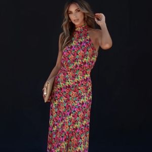 Floral halter midi dress